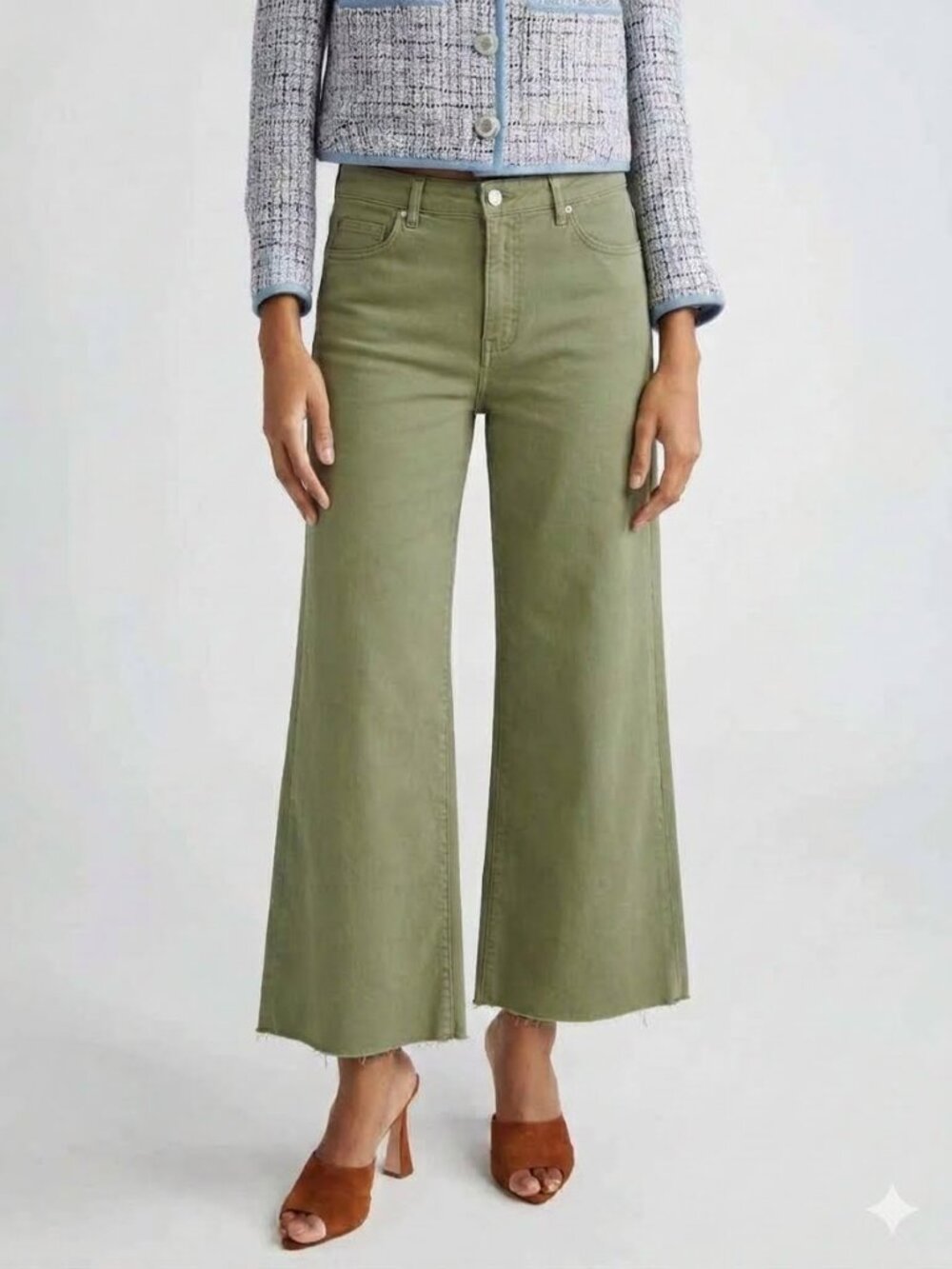AG Adriano Goldsghmied NWT Saige Wide Leg Crop Raw Hem Jeans Size 31